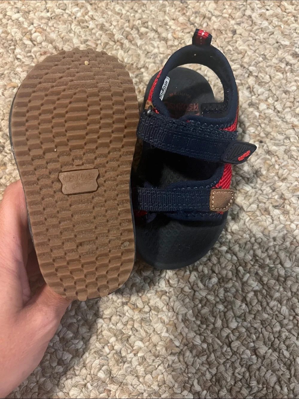OshKosh B'gosh Navy and Red Toddler Hook-and-Loop Sandals